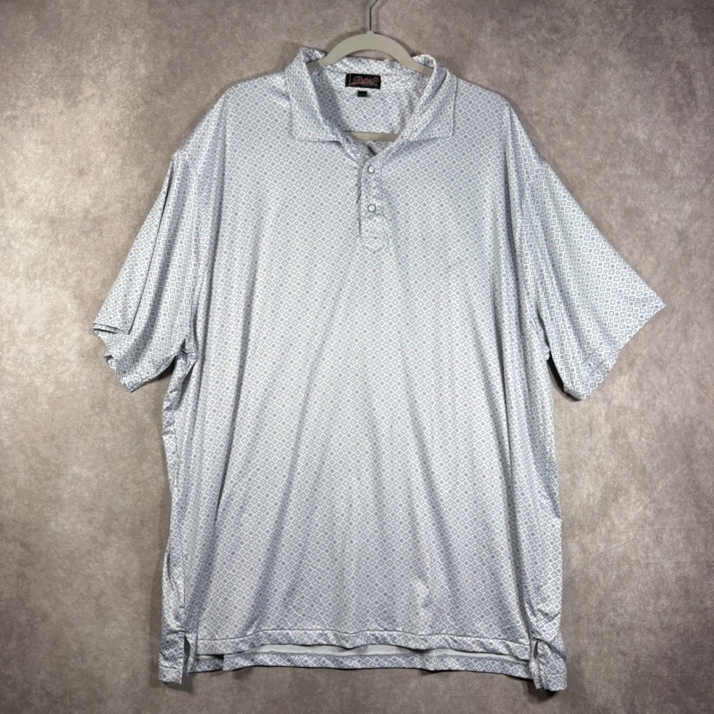 Rafter C Polo Shirt Mens XXXL White Geometric Western Performance Short Sleeve